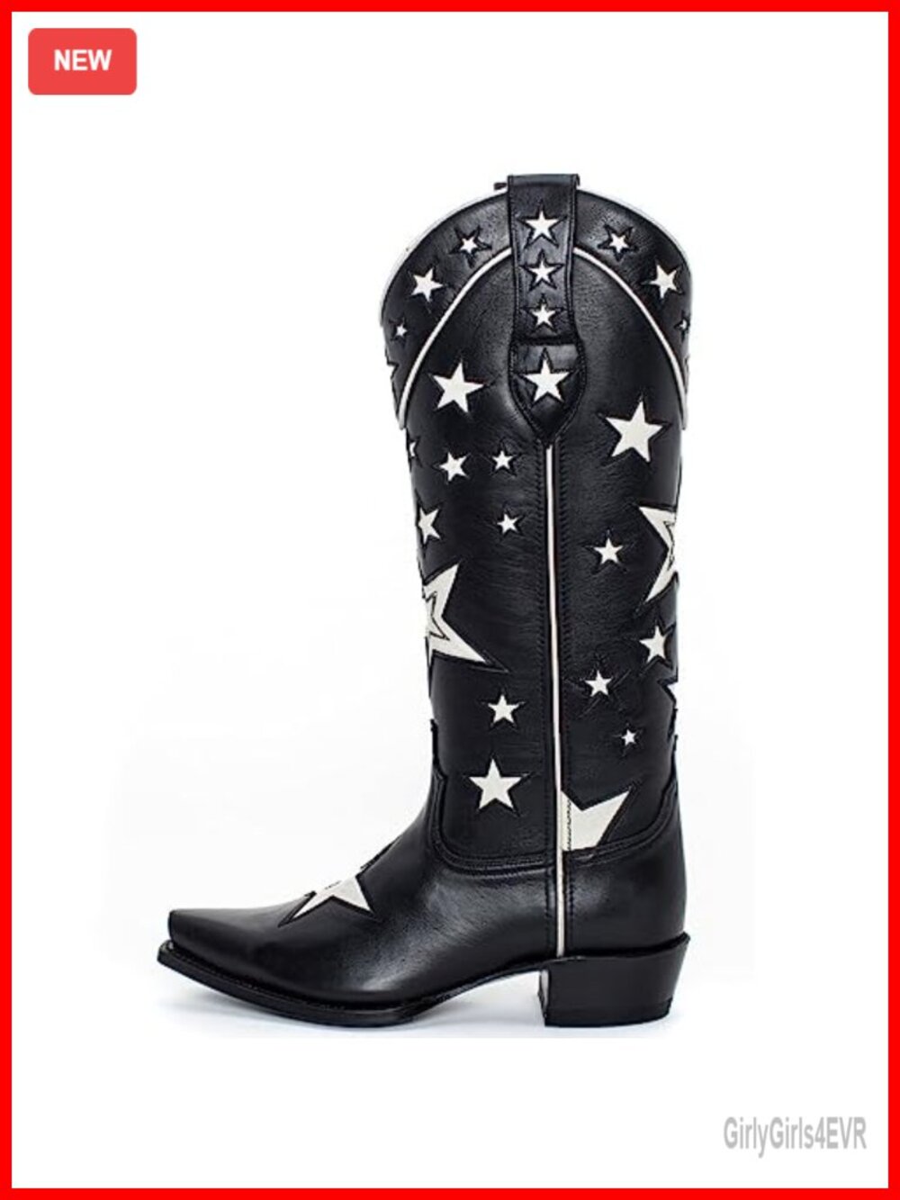 Women's Cowboy Boots Knee-High Wide Calf Pointed Toe Chunky Low Heel Pull-On